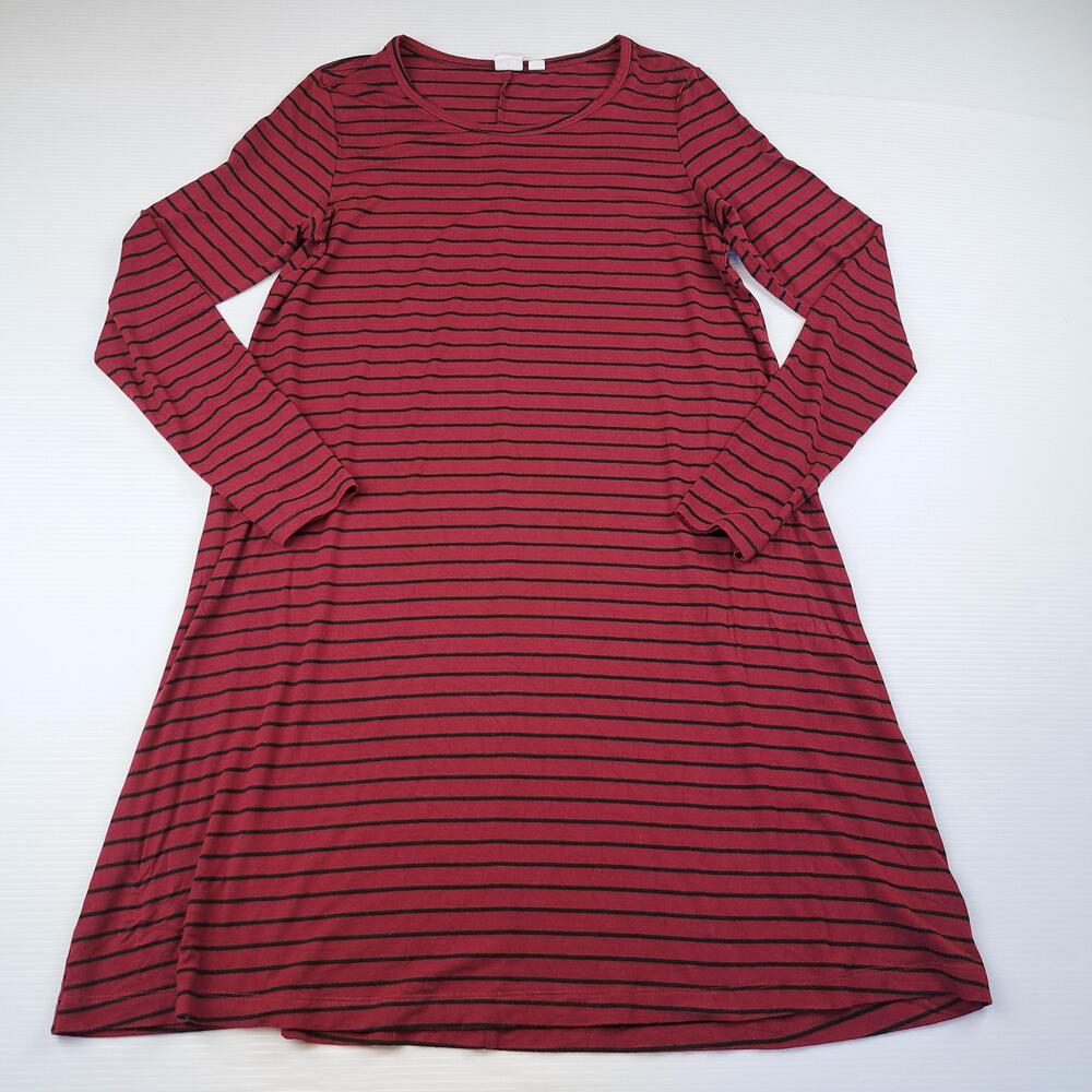 Gap Dress Womens Medium Red Striped Long Sleeve T Shirt Jersey Casual Stretch